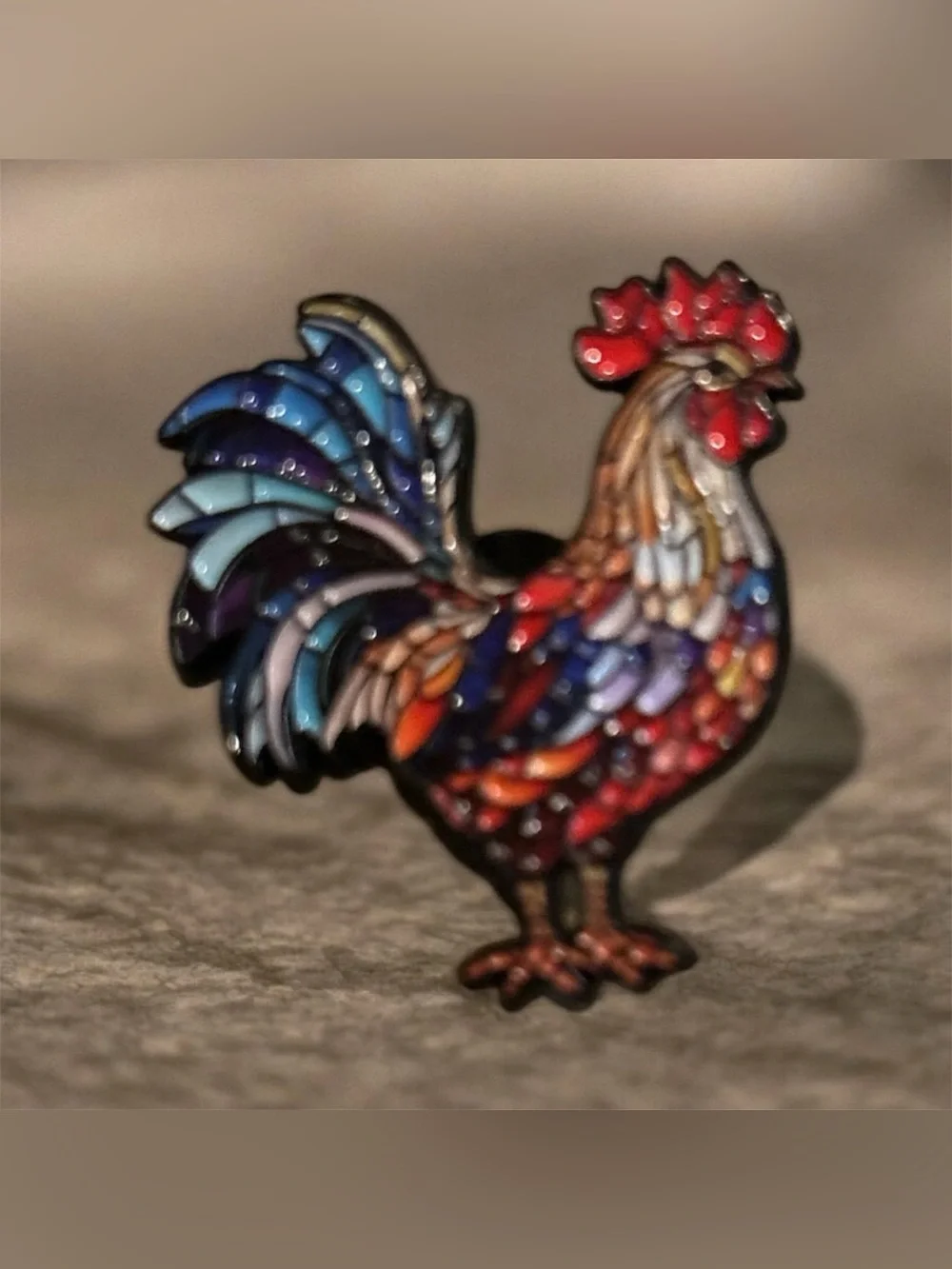 Enamel Rooster Bird Pin - Multicolor